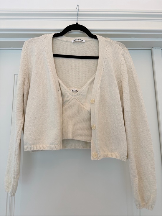 Reformation Sweaters - Reformation Cream Knit Cardigan & Crop Tank Set size L